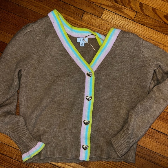 Brown fuzzy stripped multi colored Crown & Ivy sweater Size Medium - Picture 5 of 5